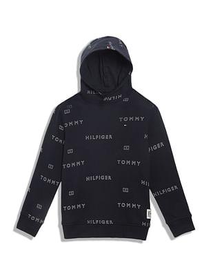 boys brand print hooded sweatshirt