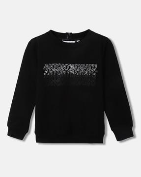 boys brand print regular fit crew-neck sweatshirt
