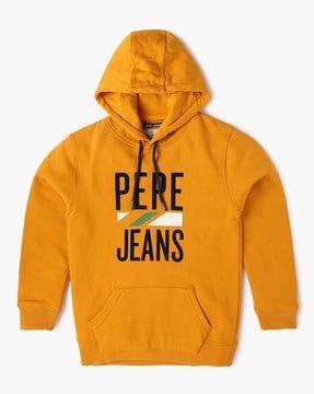 boys brand print regular fit hoodie