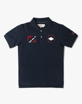 boys brand print regular fit polo t-shirt
