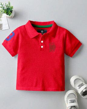 boys brand print regular fit polo t-shirt