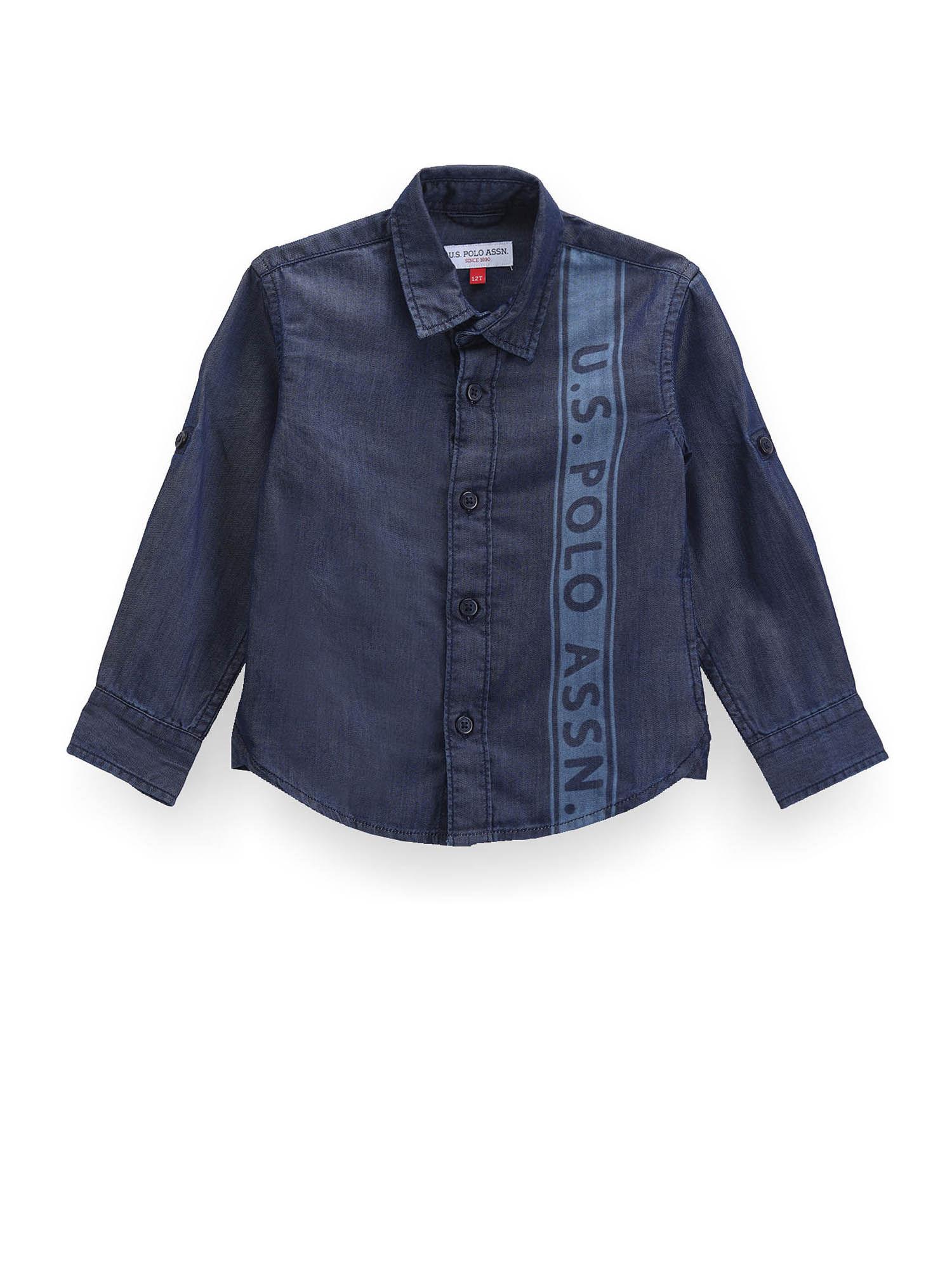 boys brand printed chambray shirt