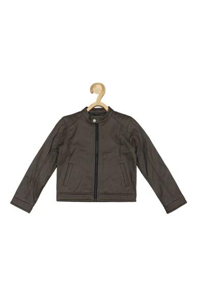 boys brown solid regular fit jacket