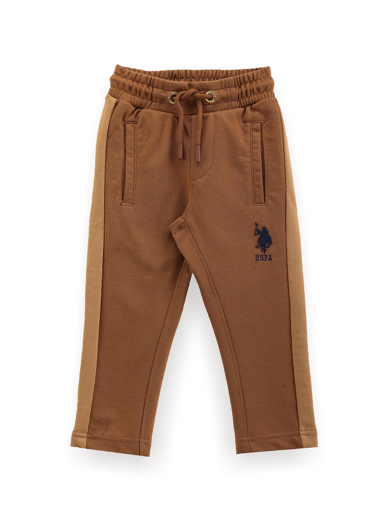 boys brown solid track pant