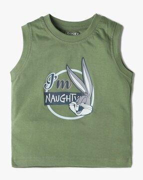 boys bugs bunny print regular fit crew-neck singlet