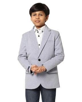 boys button-front blazers with lapel-neck
