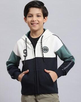 boys camouflage print zip-front hoodie