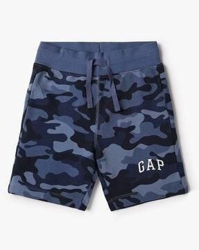 boys camouflage slim fit knitted shorts with drawstring