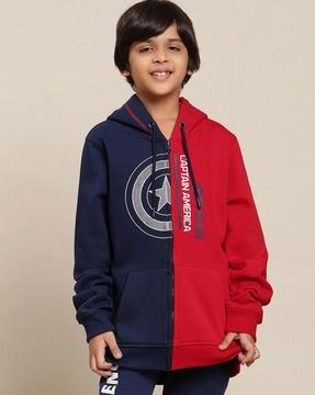 boys captain america printed regular fit hoodie