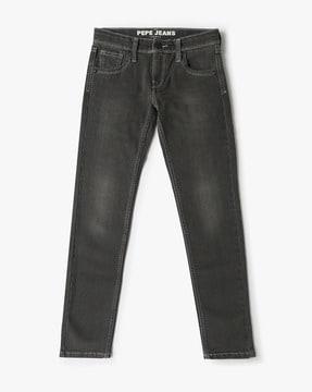 boys cashed lightly washed slim fit jeans