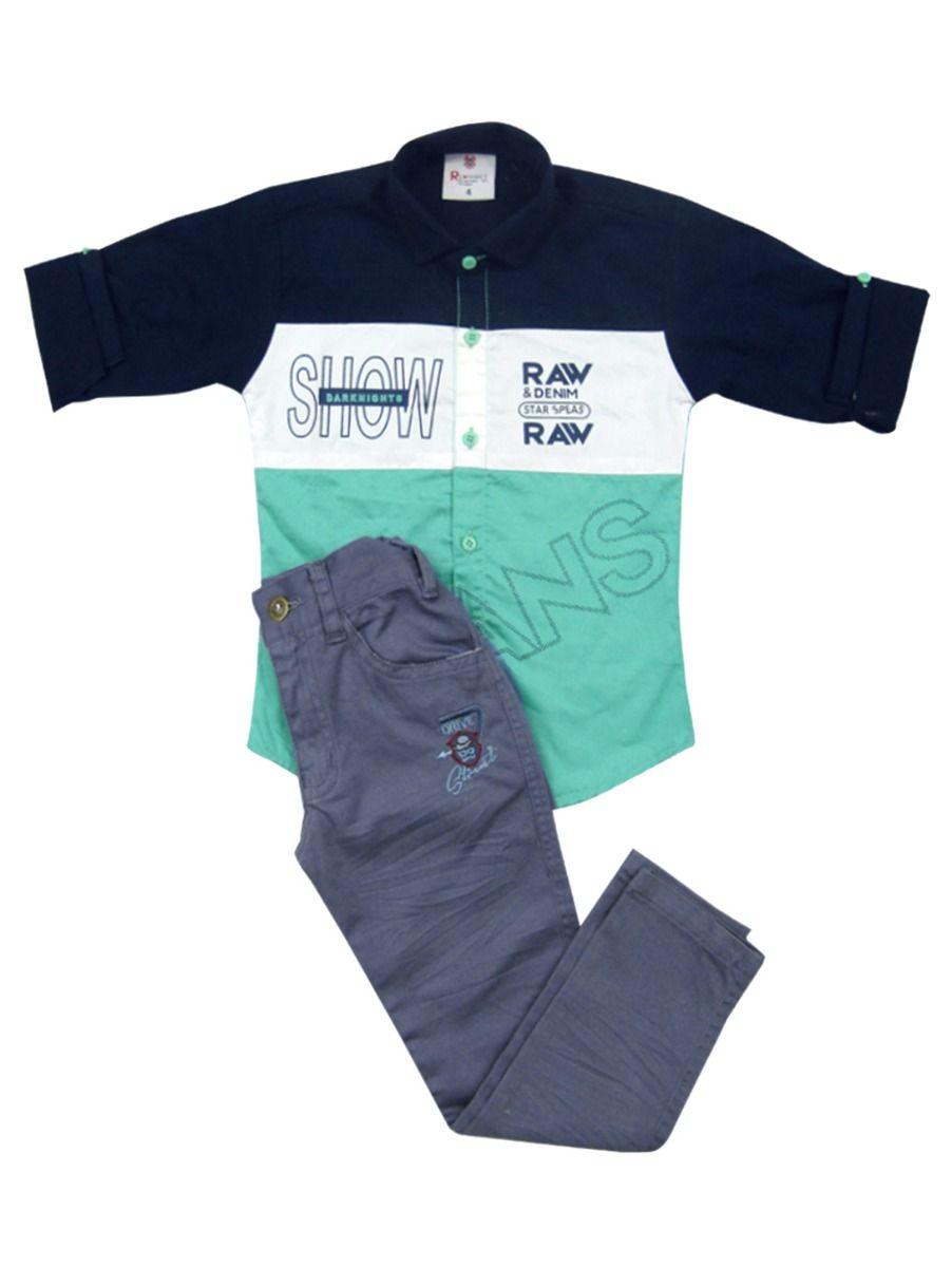 boys casual shirt and pant set