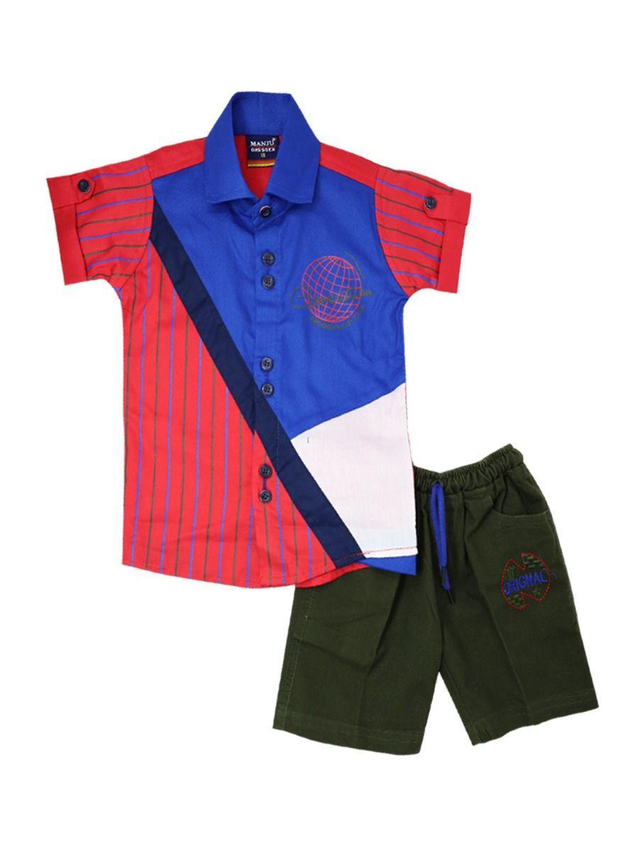 boys casual shirt with half trouser set -ekm