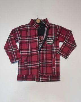 boys checked blazer with contrast tipping