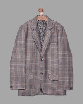 boys checked blazer with welt pocket