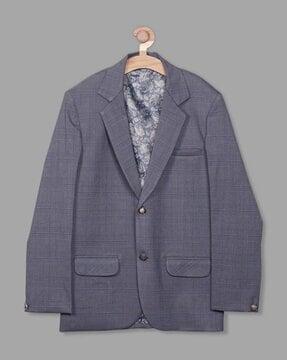 boys checked blazer with welt pocket