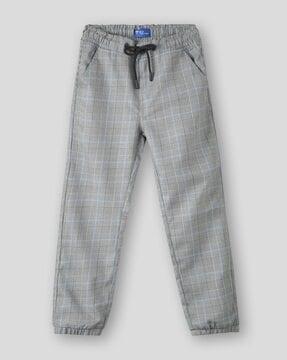 boys checked jogger s with drawstring waist