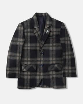 boys checked regular fit single-breasted blazer