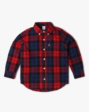 boys checked relaxed fit shirt