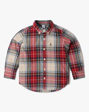 boys checked relaxed fit shirt