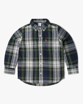 boys checked relaxed fit shirt