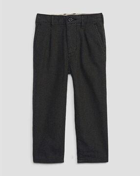 boys checked single-pleated tapered fit chinos