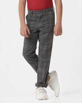 boys checked straight fit trousers