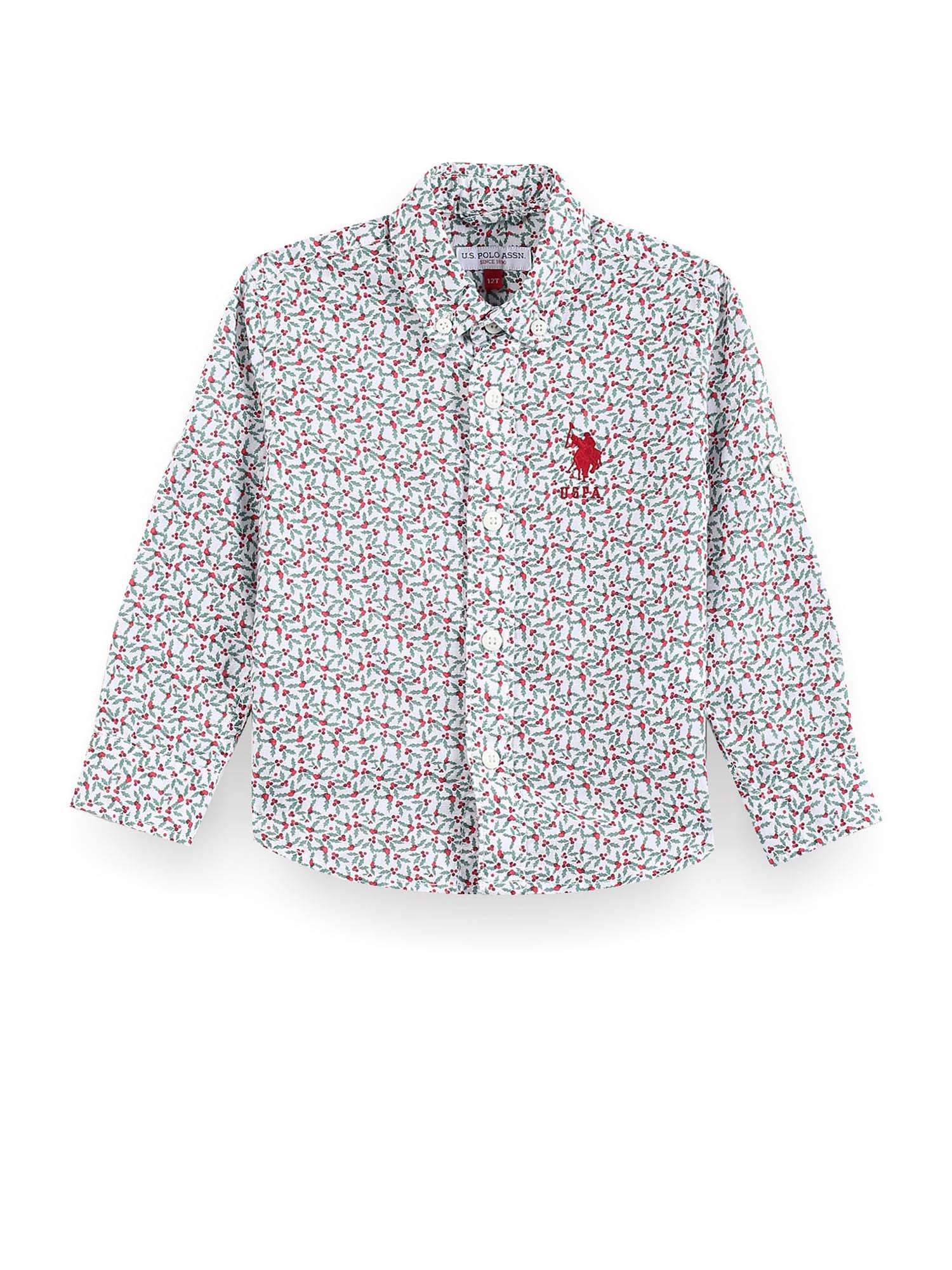 boys cherry print cotton linen shirt