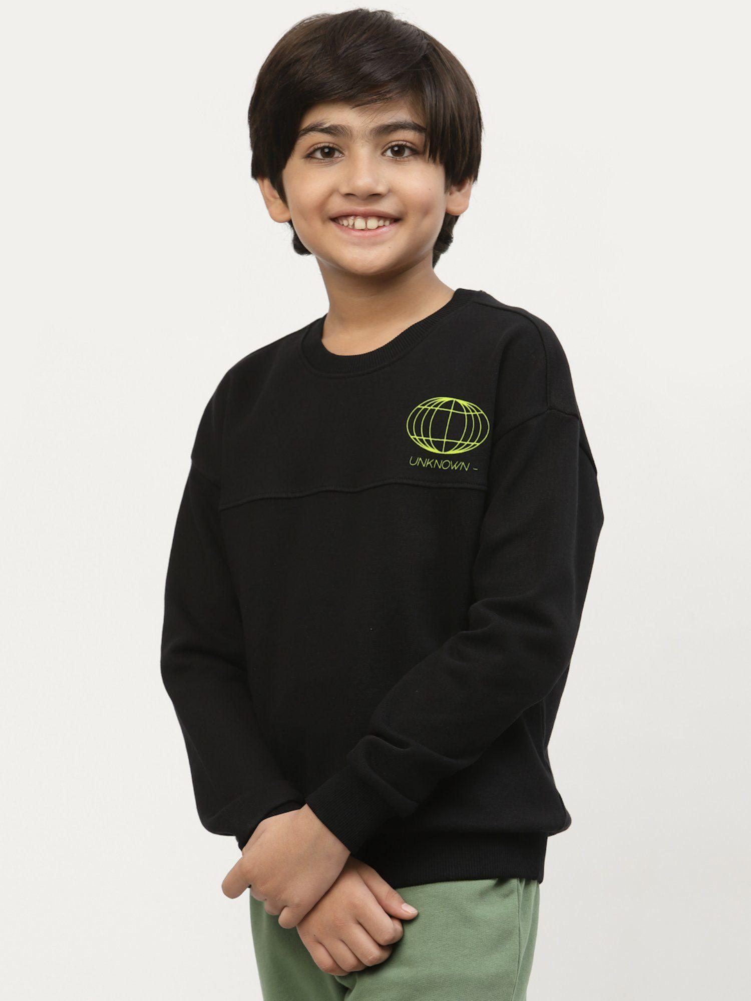 boys chest logo printed sweatshirt-black