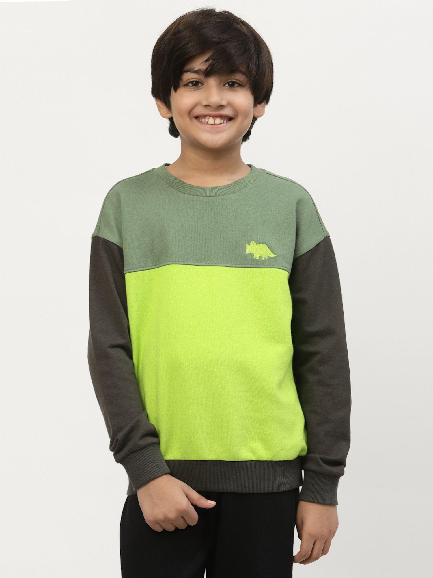 boys chest logo printed sweatshirt-green