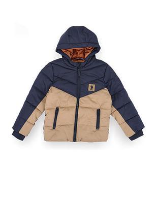 boys colour block hooded jacket