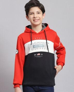 boys colour-block hoodie with drawstrings
