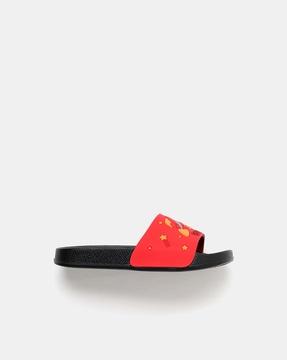 boys colour-block peep-toe slides