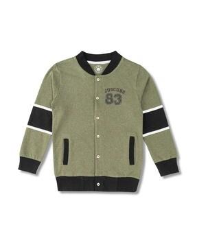 boys colourblock jacket with ribbed-hem