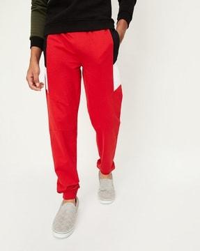 boys colourblock joggers with drawstring waist