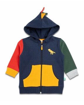 boys colourblock regular fit hoodie with full sleeves