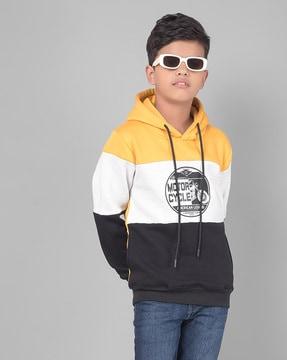 boys colourblock regular fit hoodie