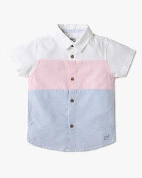 boys colourblock regular fit shirt