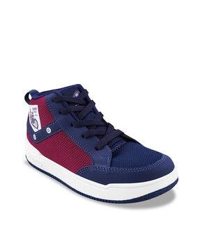 boys colourblock round-toe lace-up sneakers