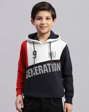 boys colourblock zip-front regular fit hoodie