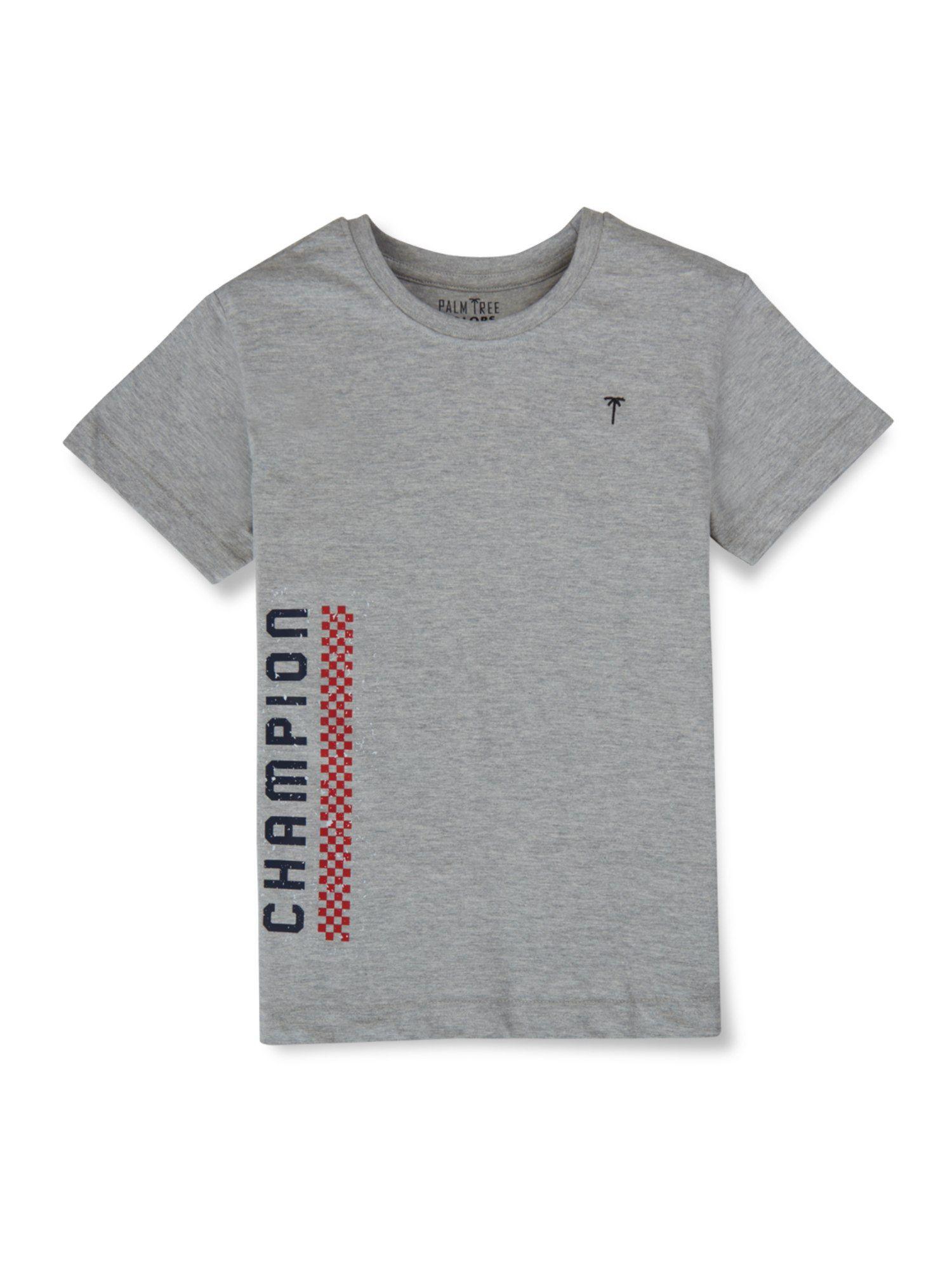 boys cotton grey graphic printed t-shirt