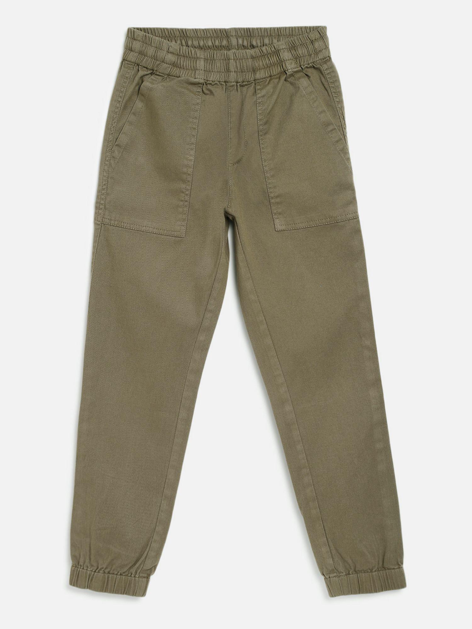 boys cotton twill andre jogger pants military green