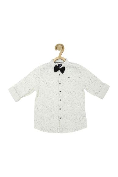 boys cream slim fit print casual shirt