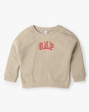 boys crew-neck brand logo print sweatshirt