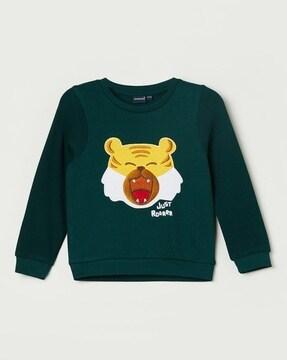 boys crew-neck sweatshirt with embroidered detail