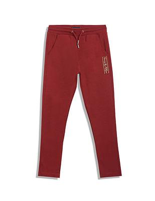 boys drawstring waist solid track pants