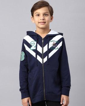boys embroidered hoodie with drawstrings