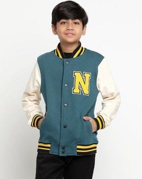 boys embroidered jacket with button-closure