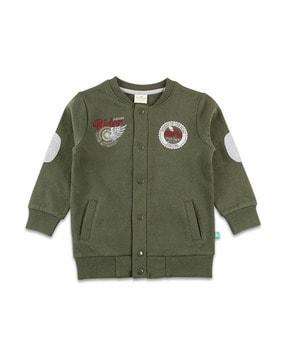 boys embroidered jacket with ribbed-hem