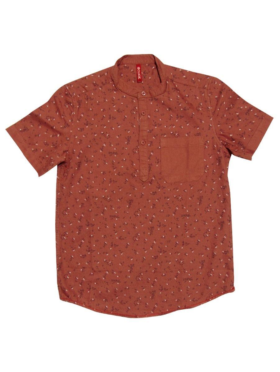 boys fancy cotton printed rust shirt