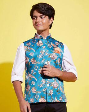 boys floral print nehru jacket